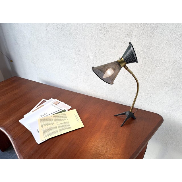 Diabolo Desk Lamp in Perforated Sheet Metal and Brass by Matégot, 1950s For Sale - Image 15 of 16