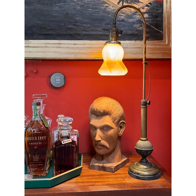 Mexican 1960s Folk Art Americana Barbershop Carved Wood Bust of a Man For Sale - Image 3 of 12