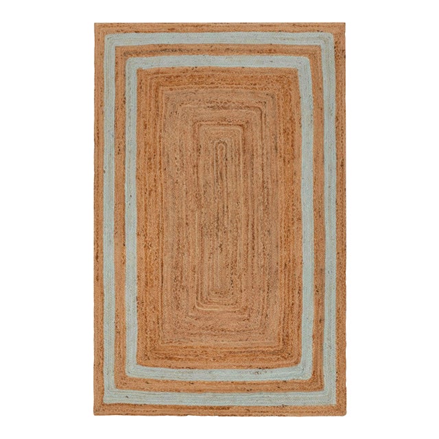 5'x7' Soft Sea Green Jute Braided Handmade Bohemian Rug For Sale