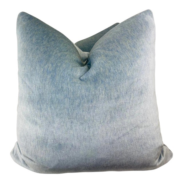 Perennials "Big Softy" in Zephr Indoor/Outdoor Velvet Pillows- a Pair For Sale