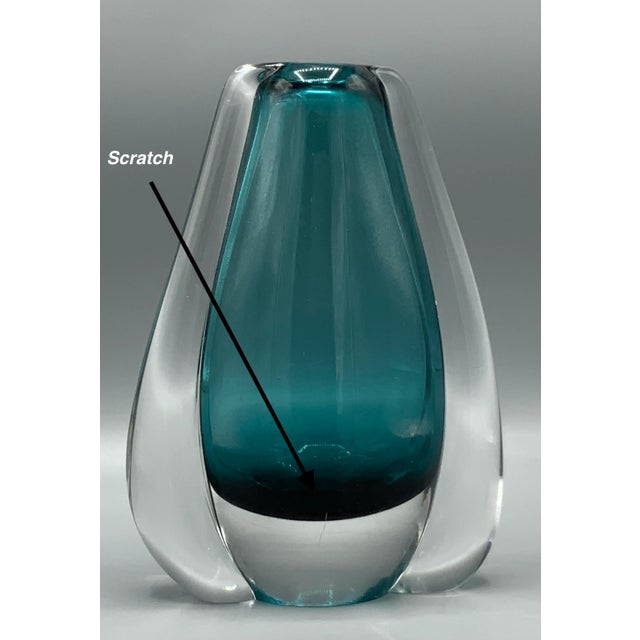 Glass Mid-Century Modern Blue Art Glass Vase For Sale - Image 7 of 13