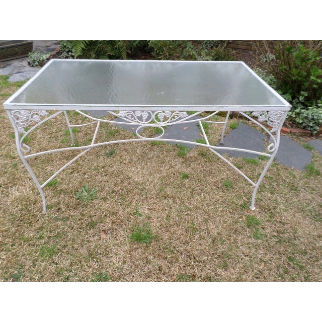 Vintage Hollywood Regency Salterini Style Grape Design Wrought Iron Patio Dining Table For Sale - Image 9 of 9