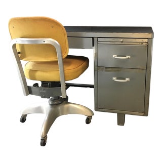 Vintage Tanker Desk & Swivel Tanker Chair For Sale