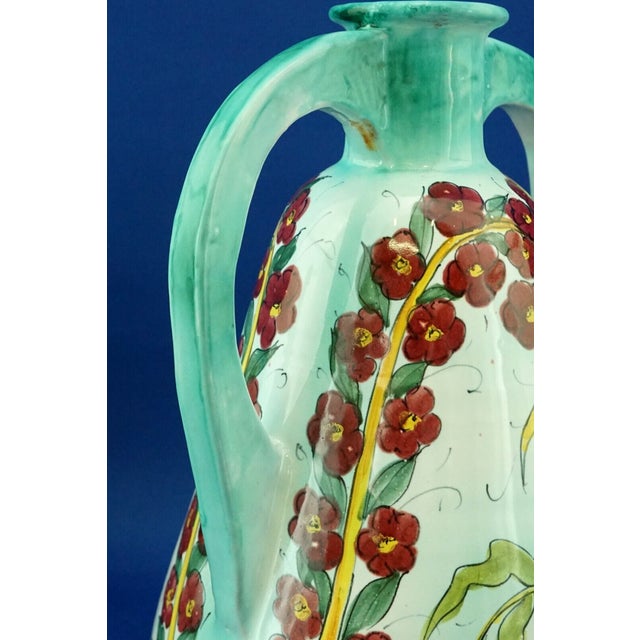 Italian Majolica Ceramic Vase with Flowers by Pisapia, 1960s For Sale - Image 13 of 18