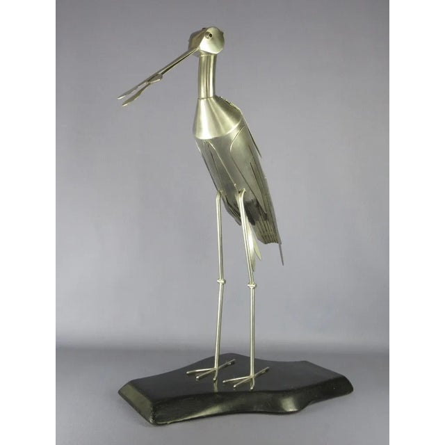 Italian Modern Steel Heron Bird Sculpture, 1980s For Sale - Image 4 of 11