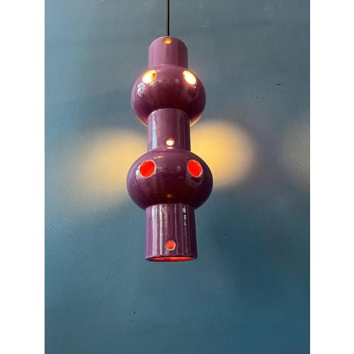 Vintage Pink-Purple Ceramic Pendant Lamp, West Germany For Sale - Image 13 of 13