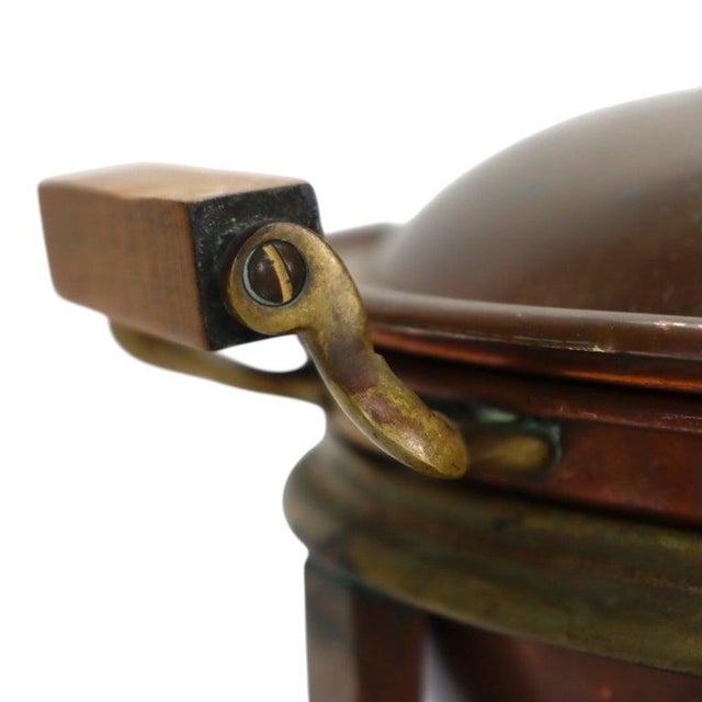 Copper 1920s Arts & Crafts Copper & Oak Chafing Dish For Sale - Image 8 of 12
