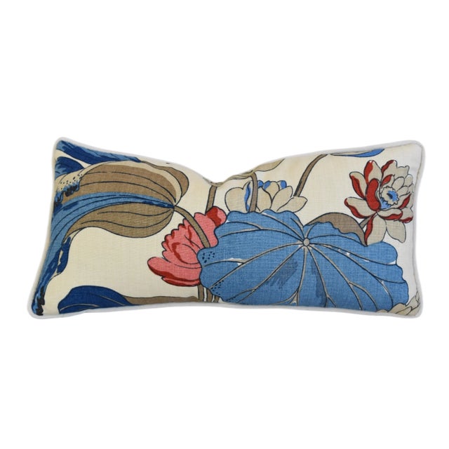American G P & J Baker Nympheus Floral Botanical Feather/Down Pillow 22" X 10" For Sale - Image 3 of 7