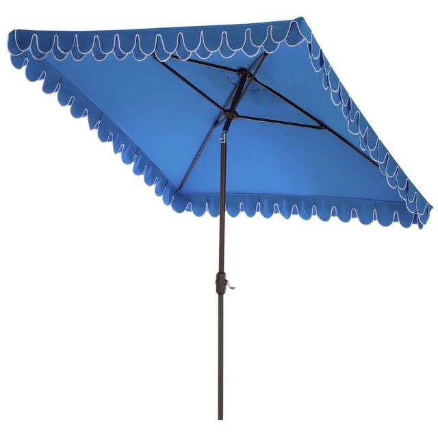 Elegant Valance 7.5 Ft Square Umbrella, Pacific Blue With White Trim For Sale In Philadelphia - Image 6 of 8
