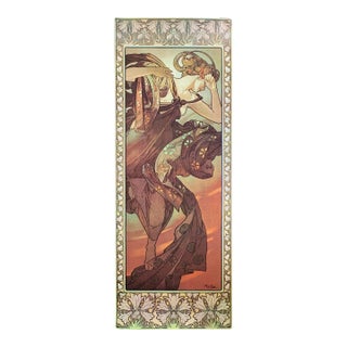 1973 After Alfonse Mucha "Etoile Du Soir" Lithograph Athena Reproductions LTD London Unframed For Sale