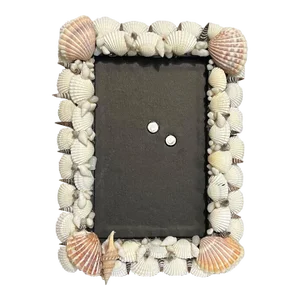 Late 20th Century Sea Shell Encrusted Folk Art Photo Frame - 4" X 6"