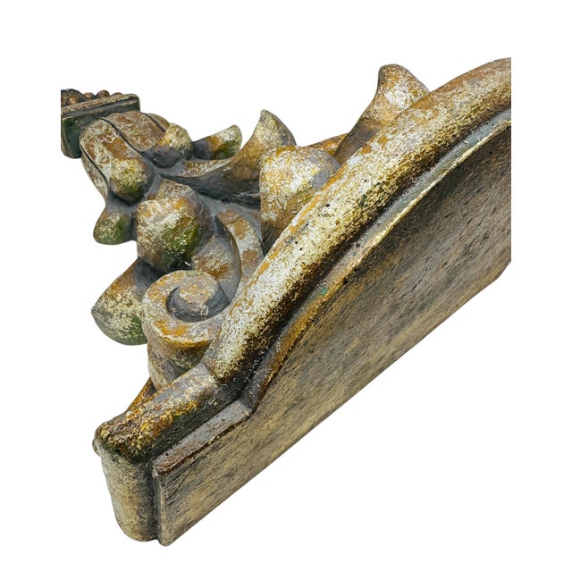 Vintage 1980s Gilded Wall Brackets Pair | Ornate Italian Style Acanthus Leaf Resin Corbels | Regency Hollywood Glam Wall Shelves Decor For Sale - Image 13 of 18