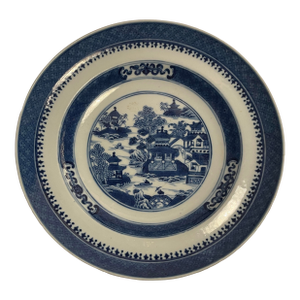 Chinese Export Canton Blue and White Porcelain Plate