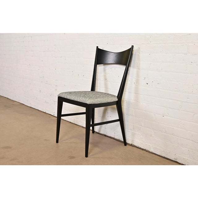 Wood Paul McCobb for Directional Black Lacquered Bow Tie Dining Chairs, Fully Restored For Sale - Image 7 of 15