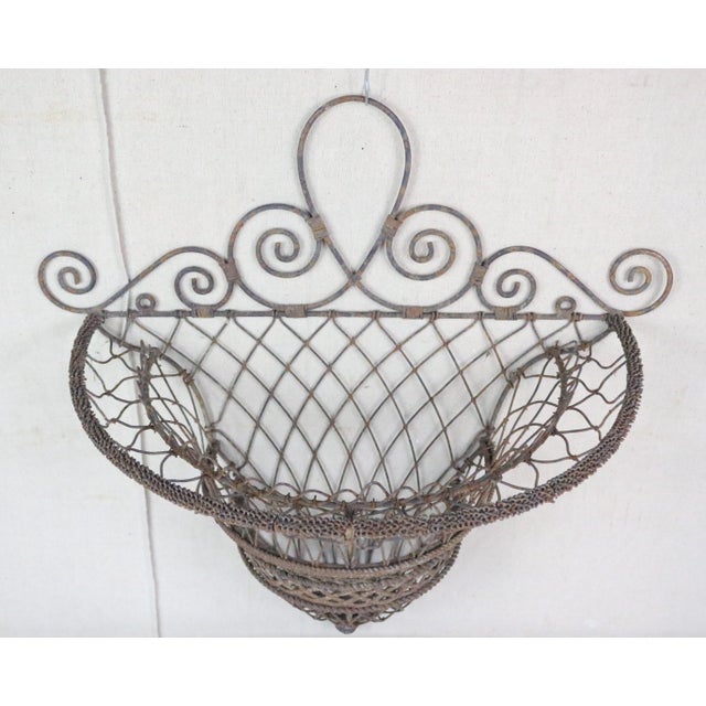 French French 19th Century Wire Wall Basket For Sale - Image 3 of 10