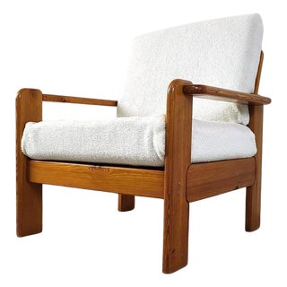 Vintage Pine Wood Armchair, 1960s For Sale