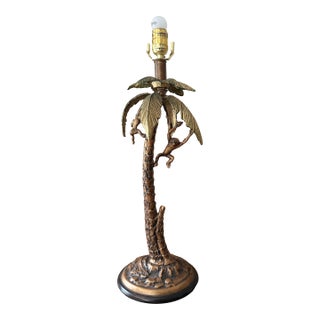 Vintage Frederick Cooper Palm Tree Monkey Table Lamp For Sale