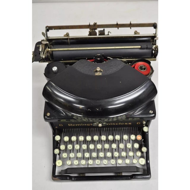Victorian Antique 1930s Remington Noiseless Model 6 Black Typewriter For Sale - Image 3 of 11