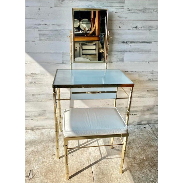 Hollywood Regency Late 20th Century George Koch and Sons Bamboo Hollywood Regency Vanity For Sale - Image 3 of 9