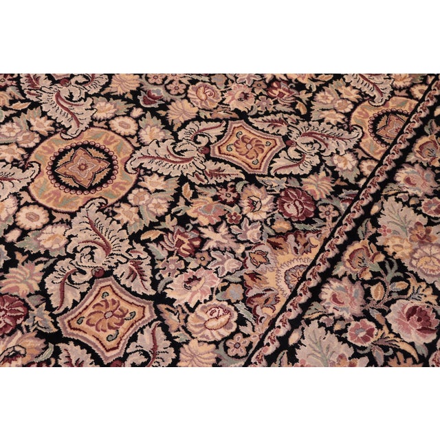 1990s Art Nouveau Pak-Persian Black/Black Wool Rug - 9'0'' X 12'2'' For Sale - Image 5 of 9