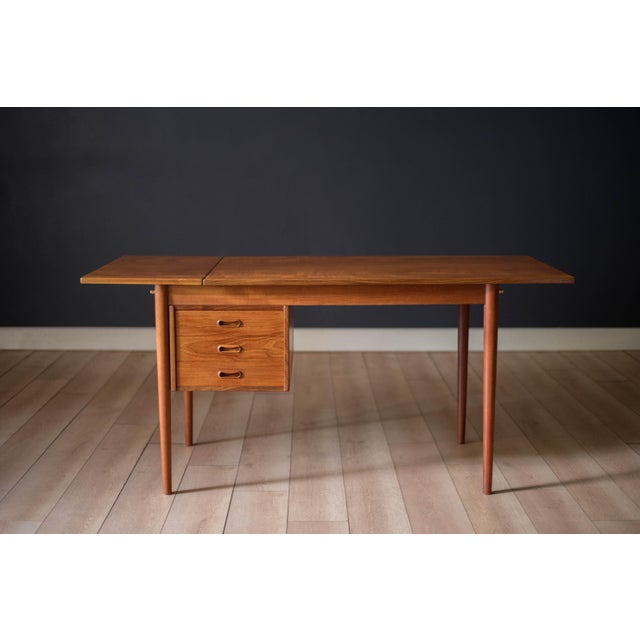 Arne Vodder Danish Teak Arne Vodder Drop-Leaf Extendable Sliding Desk For Sale - Image 4 of 18