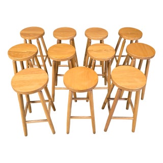 Alpine Chalet Stools in Wood, 1970s, Set of 11 For Sale