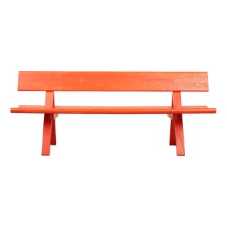 Ash Wood Bench in Stained and Lacquered Red for the Frankfurt Book Fair by Moritz Schmid for Röthlisberger, 2014 For Sale