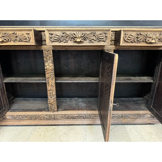 French Carved Oak Sideboard, 1860 For Sale - Image 13 of 16