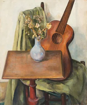 'Still Life With Classical Guitar' by Tosca Olinsky, 1941; Art Deco Woman Artist, Carnegie Institute, National Academy of Design