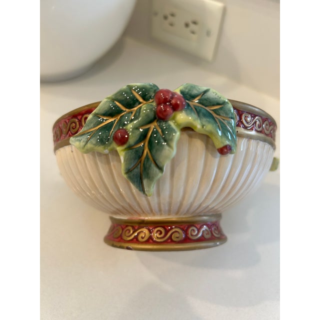 Burgundy Vintage Fitz & Floyd Kristmas Kitty Ceramic Box For Sale - Image 8 of 8