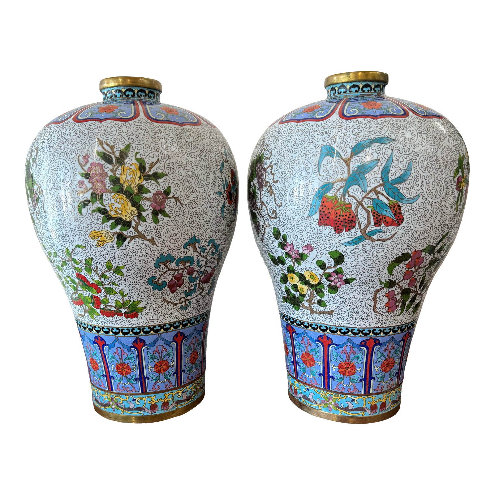 Pair of 1930s Mirror Opposite Cloisonne Vases Chairish