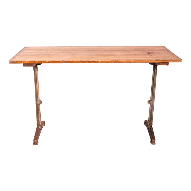 French Cast Base Small Dining Table, 1930s For Sale