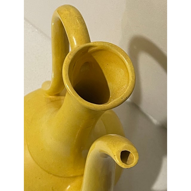 Ceramic 20th C. Mid Century Modern Sculptural Yellow Ceramic Ewer, Italian Style For Sale - Image 7 of 10