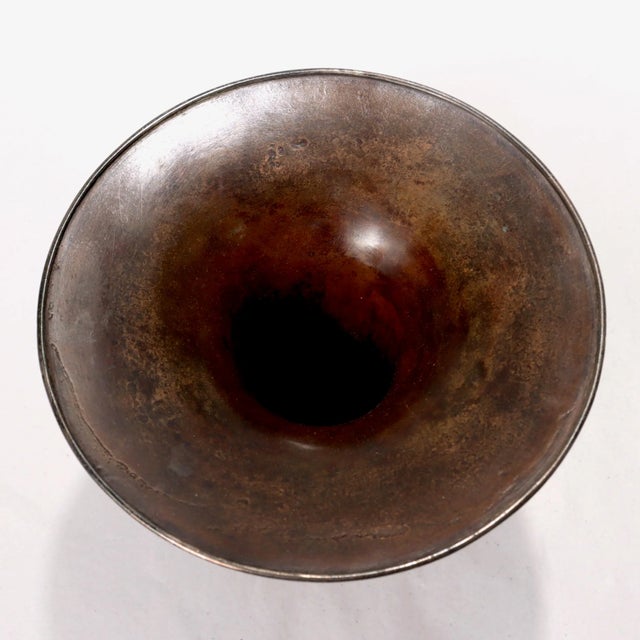 Antique Japanese Mixed Metals Copper & Silver Usubata Ikebana Flower Vase For Sale In Philadelphia - Image 6 of 9