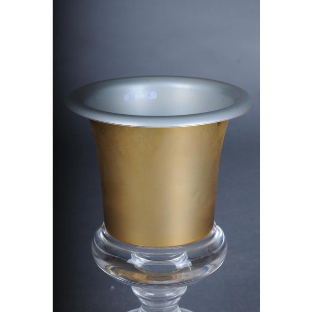 Metal Hollywood Regency Style Acrylic Gold Goblet Vase For Sale - Image 7 of 11