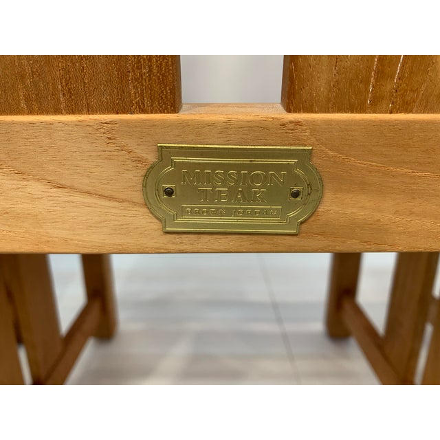 1990s Brown Jordan Mission Teak Patio Set With Table and Six Chairs