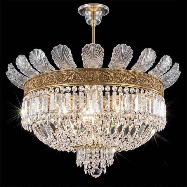 Large Italian Gilded Bronze and Crystal 6-Light Chandelier, 1960s For Sale - Image 4 of 16