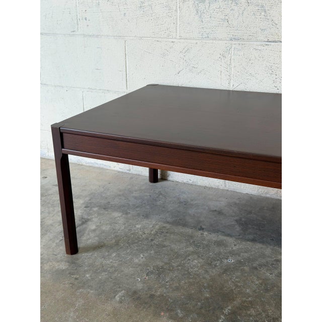 Wood Rosewood Minimalist Coffee Table With Straight Legs Danish Mid-Century Modern 1960s For Sale - Image 7 of 12