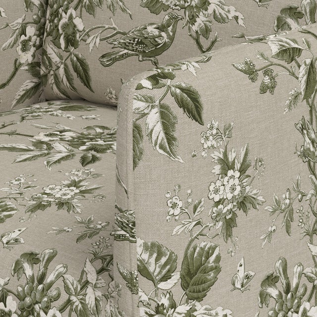 Beige Stoffer Home x Cloth & Company Slipcover for Lindy Dining Armchair in Bird Toile Olive For Sale - Image 8 of 8