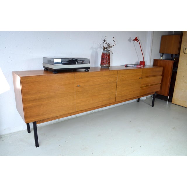 Black Long Vintage Sideboard in Walnut, 1960s For Sale - Image 8 of 9