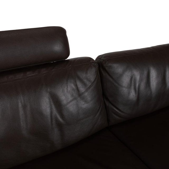 Brown 3300 Three-Seater Leather Brown Couch with Manual Function Headrest from Rolf Benz For Sale - Image 8 of 16