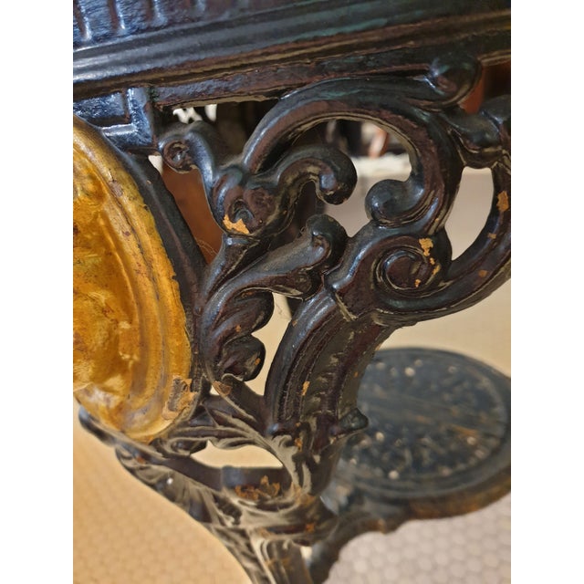 Round Cast Iron, Wood & Leather Coffee Table For Sale - Image 6 of 15