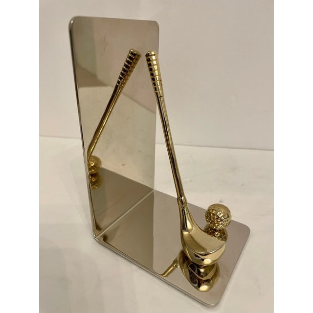 Late 20th Century Brass & Chrome Golf Club Bookends - a Pair For Sale - Image 12 of 13
