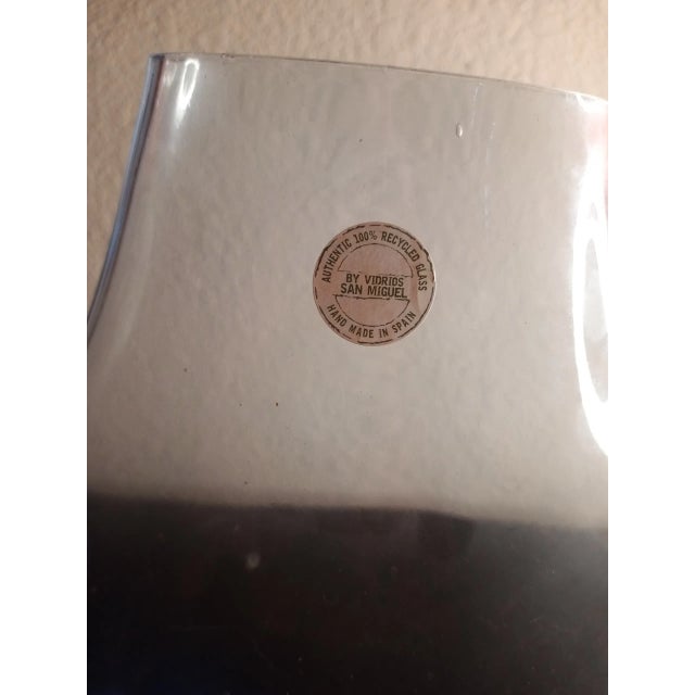 Contemporary 1980s Vidrios San Miguel Spain Recycled Aqua Art Glass Moon Flask Vase For Sale - Image 3 of 8