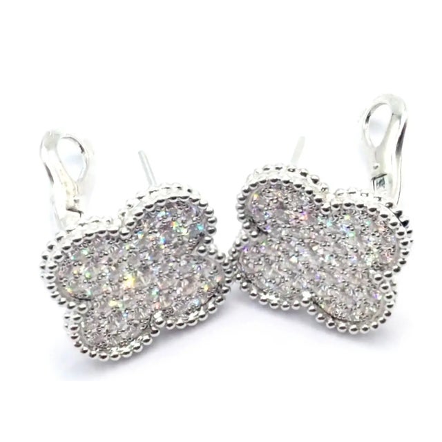 Van Cleef & Arpels White Gold Magic Alhambra Diamond Earrings, Pair For Sale In Philadelphia - Image 6 of 10