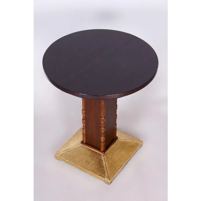 Small Art Deco Table in Oak and Brass, 1920s For Sale - Image 4 of 11