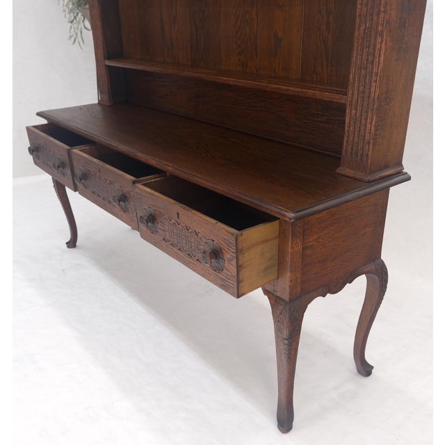 Fine Solid Carved Oak 3 Dove Tail Drawer Server Cupboard Credenza Sideboard MINT For Sale - Image 12 of 18