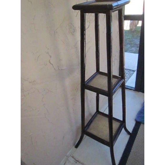 Vintage Burnt Bamboo 3-Tier Plant Stand For Sale In Naples, FL - Image 6 of 9