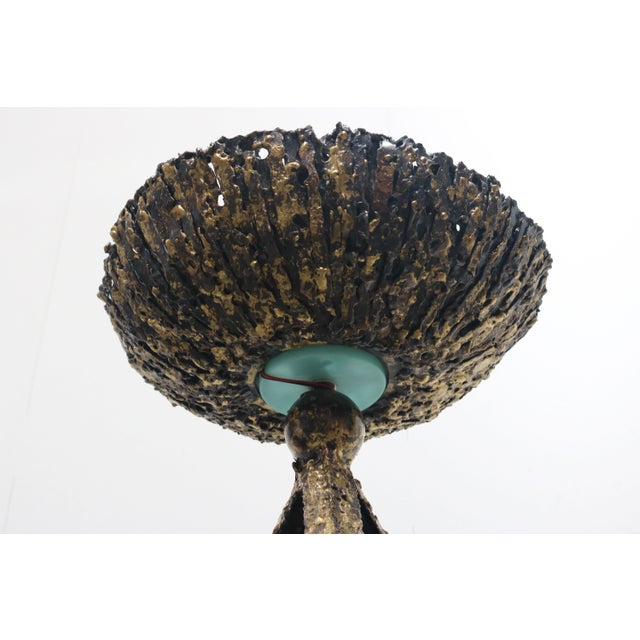 Black Dutch Brutalist Hand-Crafted Floor Lamp in Brass and Metal, 1980 For Sale - Image 8 of 12