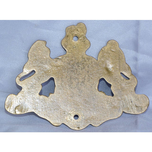 French Vintage Cast Brass Coat of Arms Wall Mount Plaque For Sale - Image 3 of 7